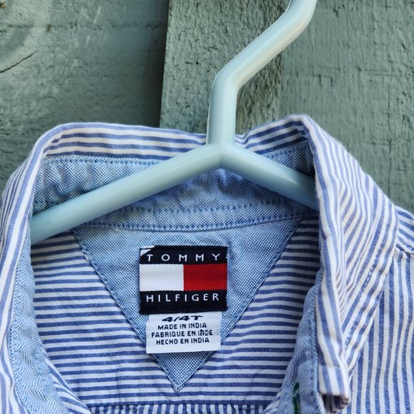 Tommy Hilfiger Striped Blue And White Button Down Shirt Size 4T - Picture 3 of 5